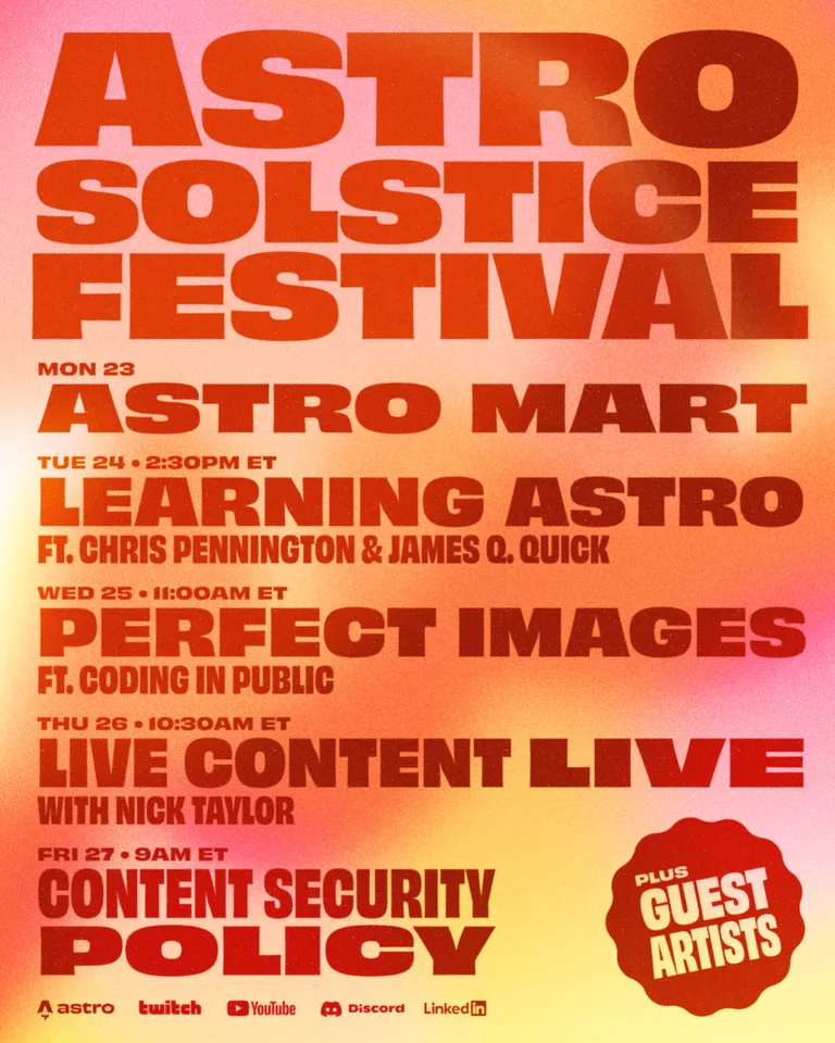 Astro Solstice Festival poster. See below for content